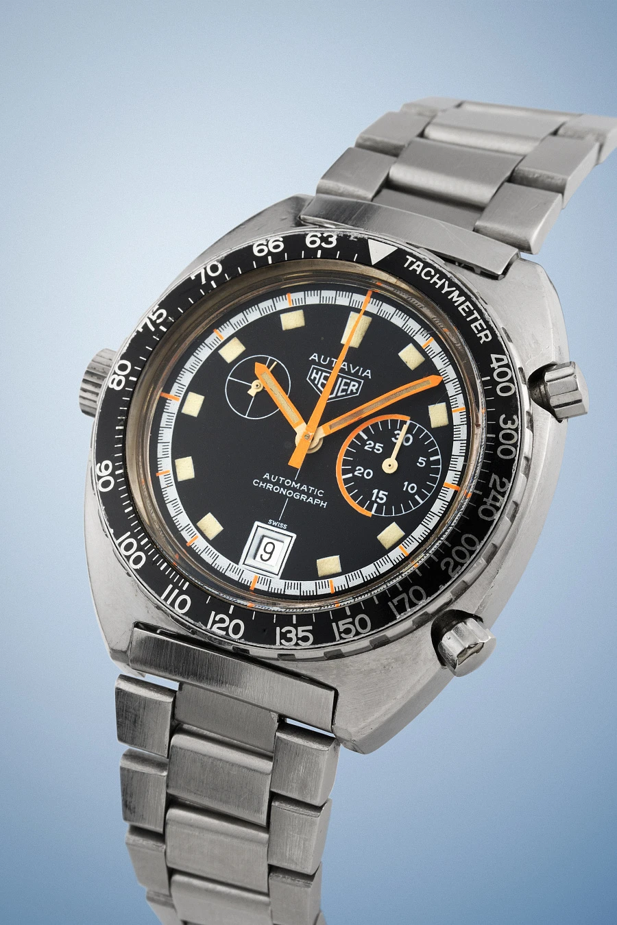 Autavia 'Exotic' Cushion Case Chronograph in Stainless Steel