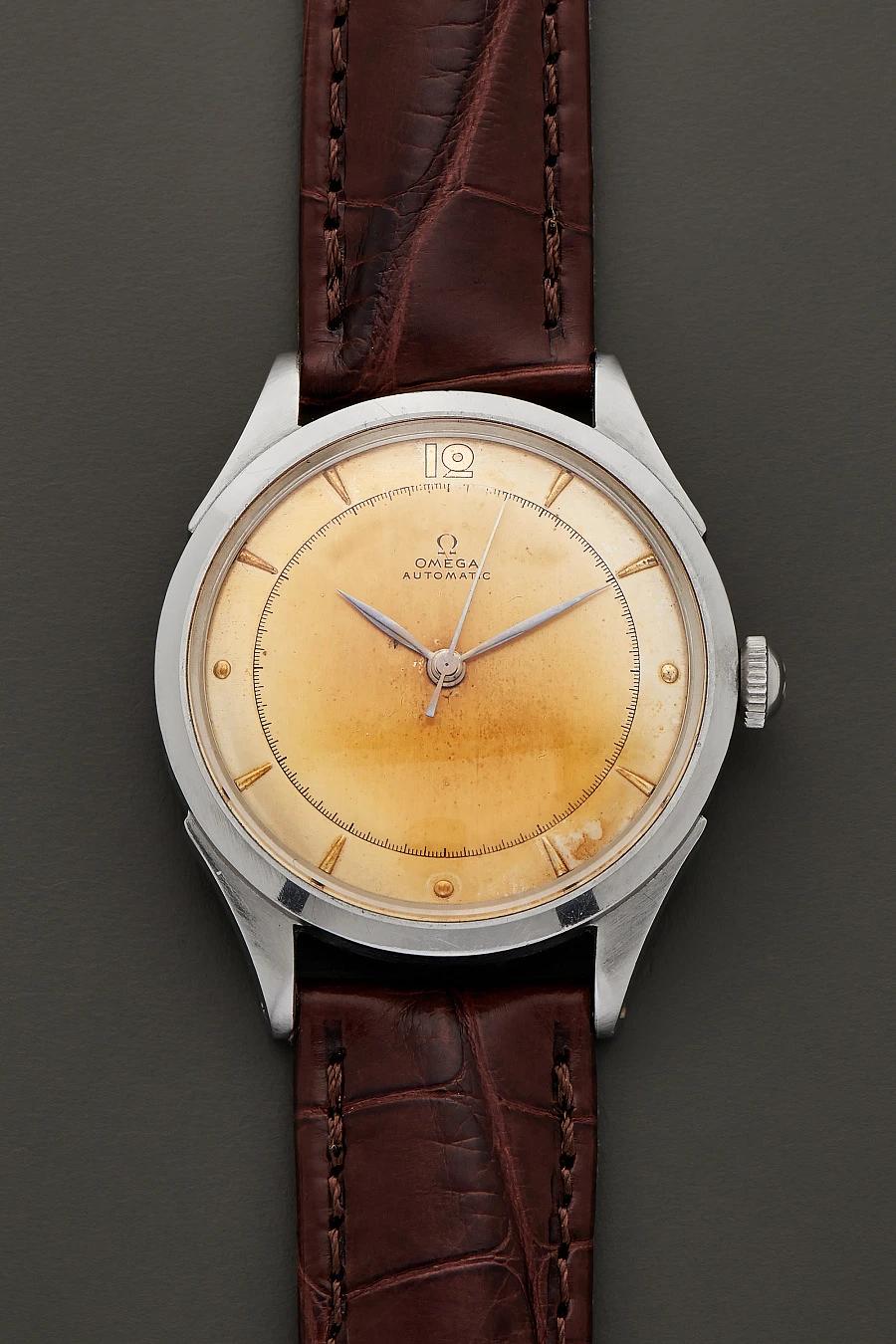 Bumper Automatic Steel Dress Watch with Patinated Dial