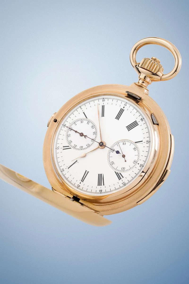 Monopusher Chronograph Minute Repeater Pocket Watch in 18k Rose Gold