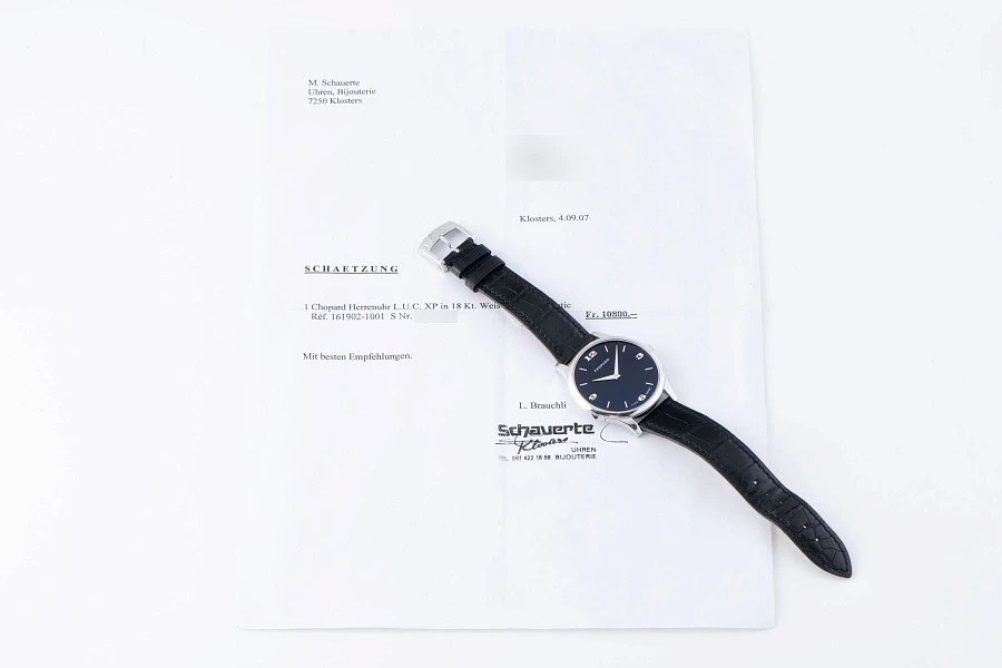 L.U.C Ultra Thin Watch with Micro Rotor Ref. 16/1902 in 18k White Gold