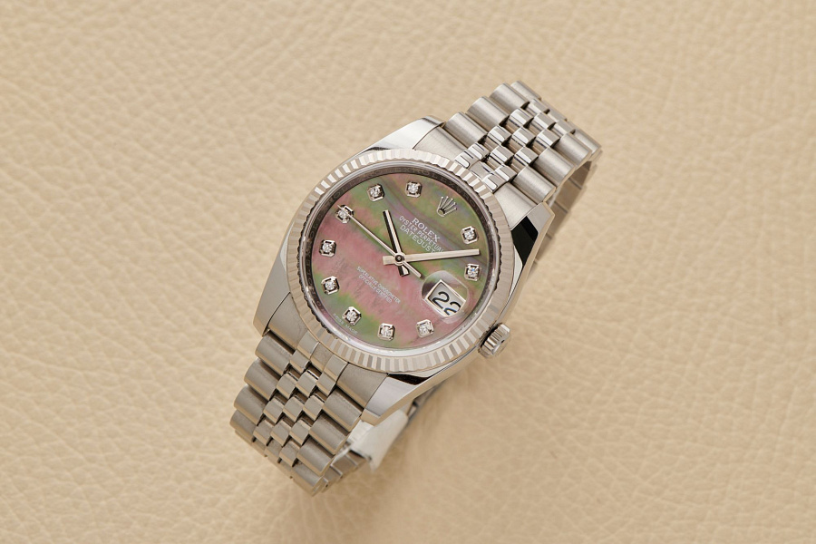 Datejust 116234 Black Mother of Pearl dial with diamond indexes