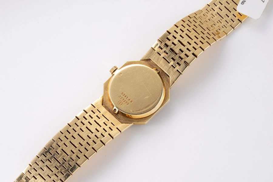 Octagonal Dress Watch Ref. 9341AG with Tiger Eye Dial and Bezel in 18k Yellow Gold