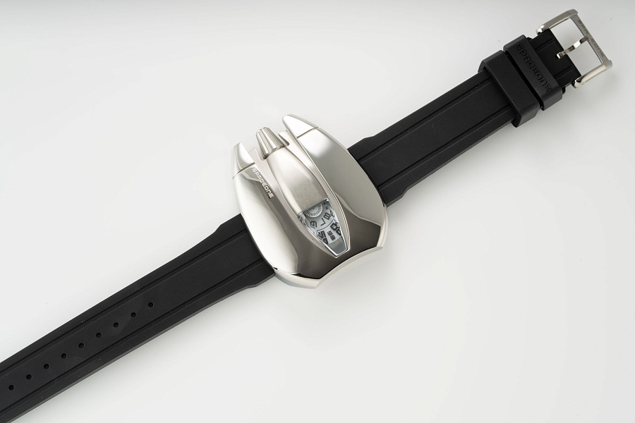 Jumping Hour in Stainless Steel