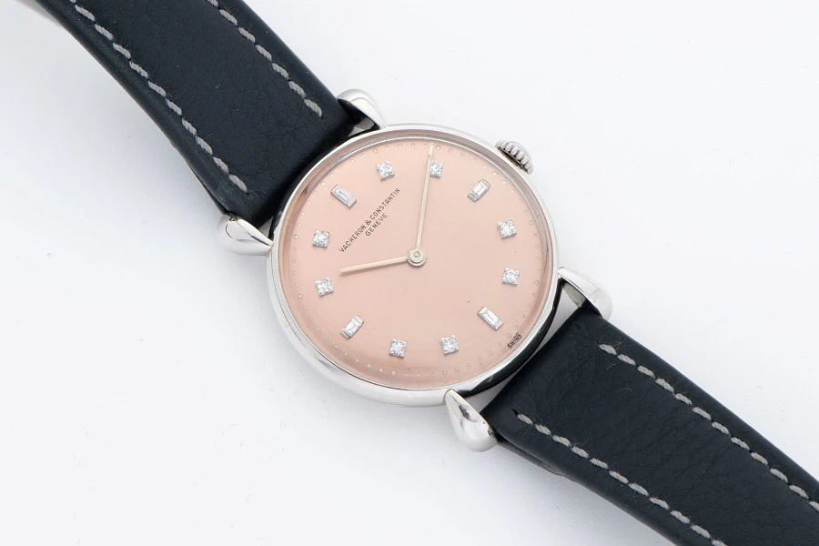 Platinum Watch with Diamond Salmon Dial