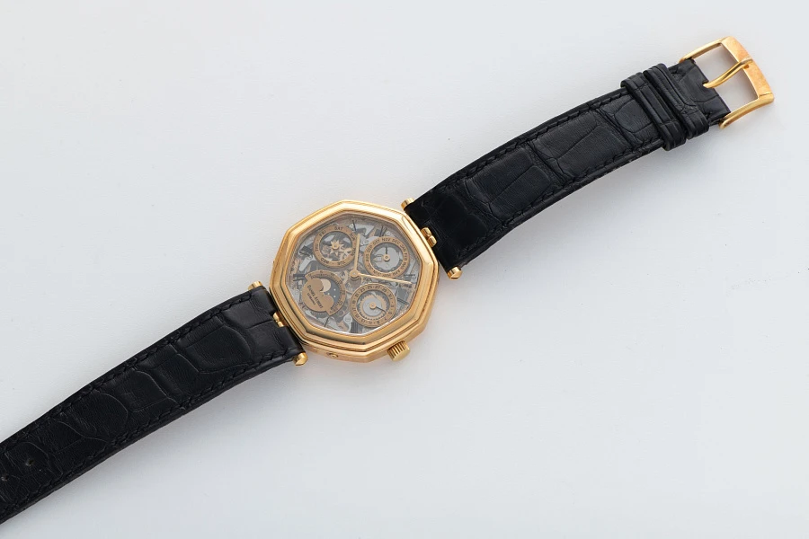 Lys Royal Gold Skeleton Ultra-thin Perpetual Calendar Piece Unique